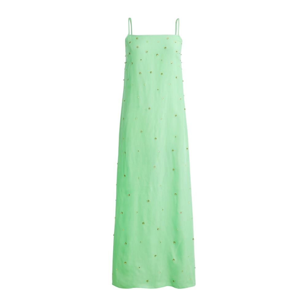J.Crew Embellished Frosty Green Squareneck Slip Dress Size 0